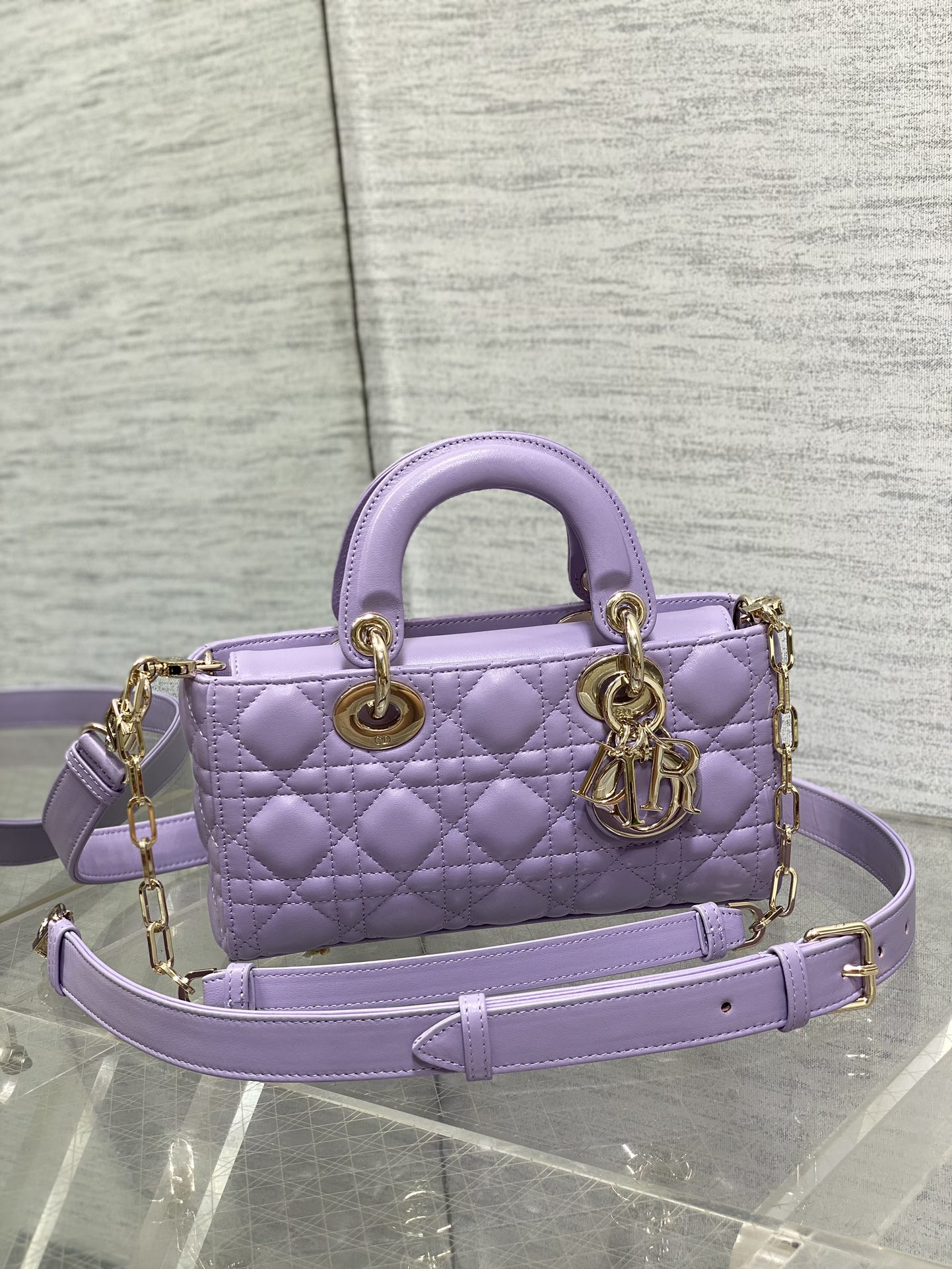 Small Lady D-Joy Bag Purple Cannage Lambskin